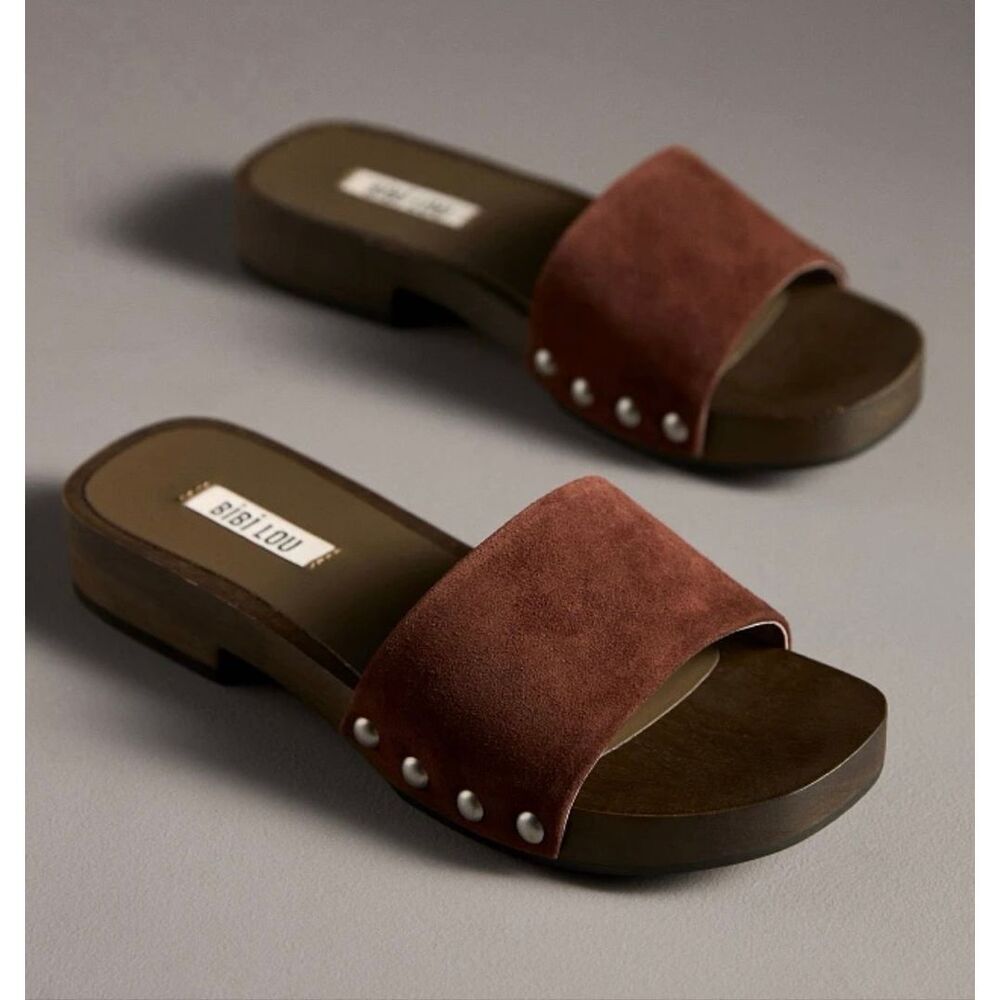 🌼BIBI LOU🌼 Slip-On Suede Slide Mules in Rust Brown